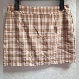 Abound Tan Plaid Mini Skirt